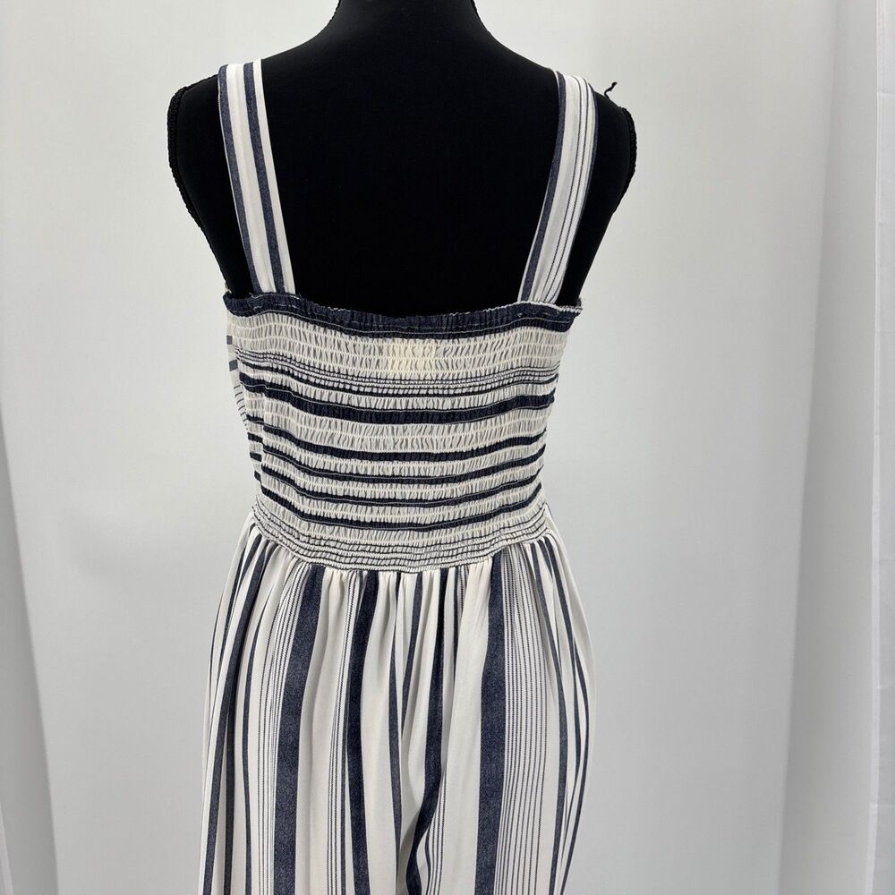 Japna navy Striped Sleeveless Smocked wide leg Jumpsuit M‎ coastal beach Resort - Picture 7 of 8